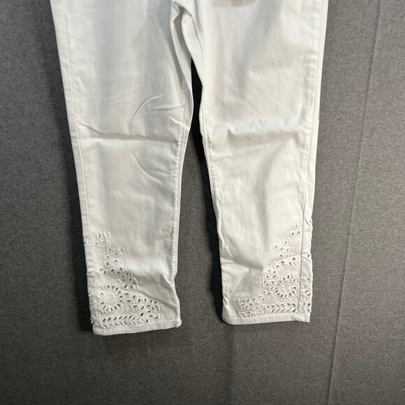 Laurie Felt Regular Daisy Floral Embroidered Ankle Jeans White, Reg 10 - Picture 5 of 14